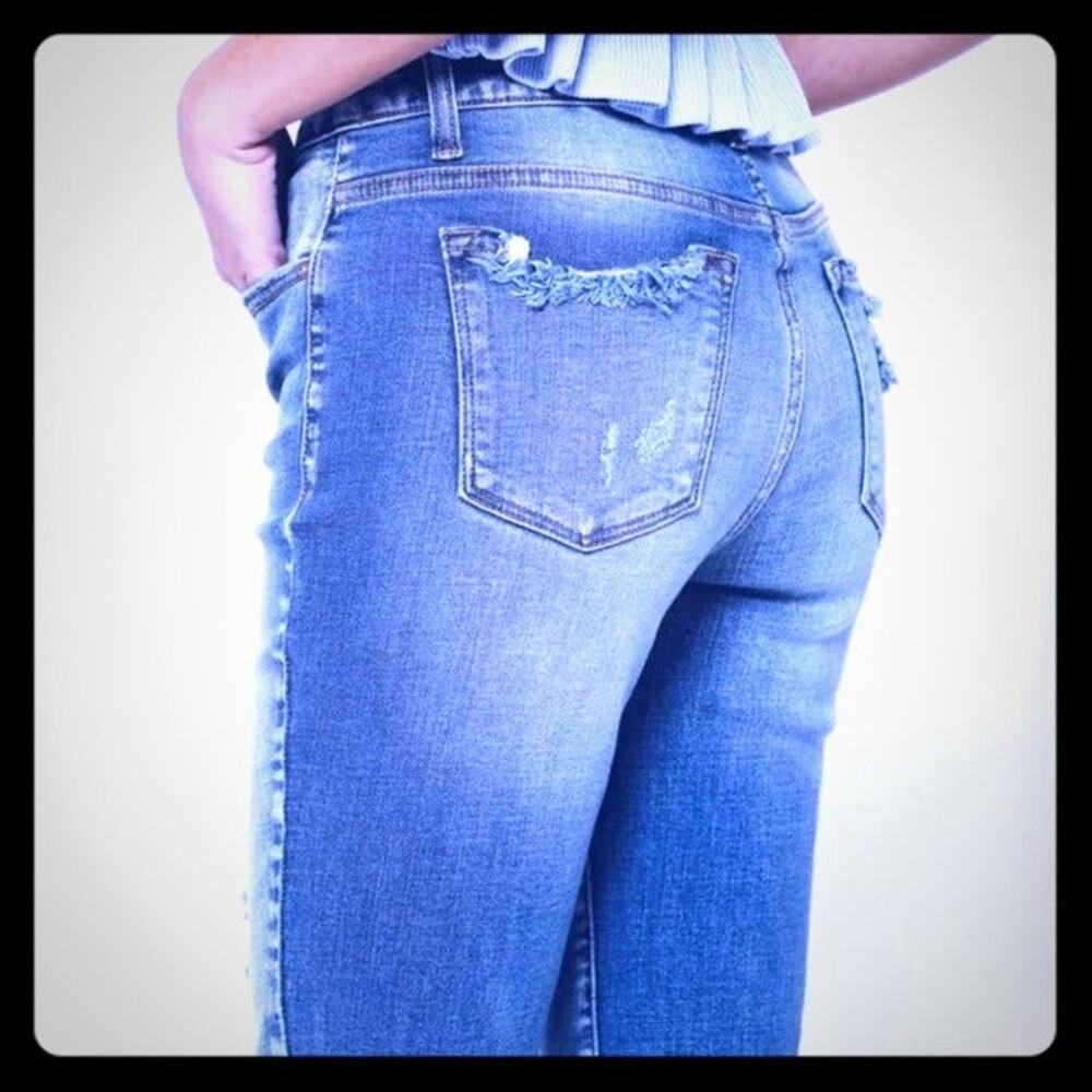KanCan Benny Womens hi rise straight leg distressed jeans size 27